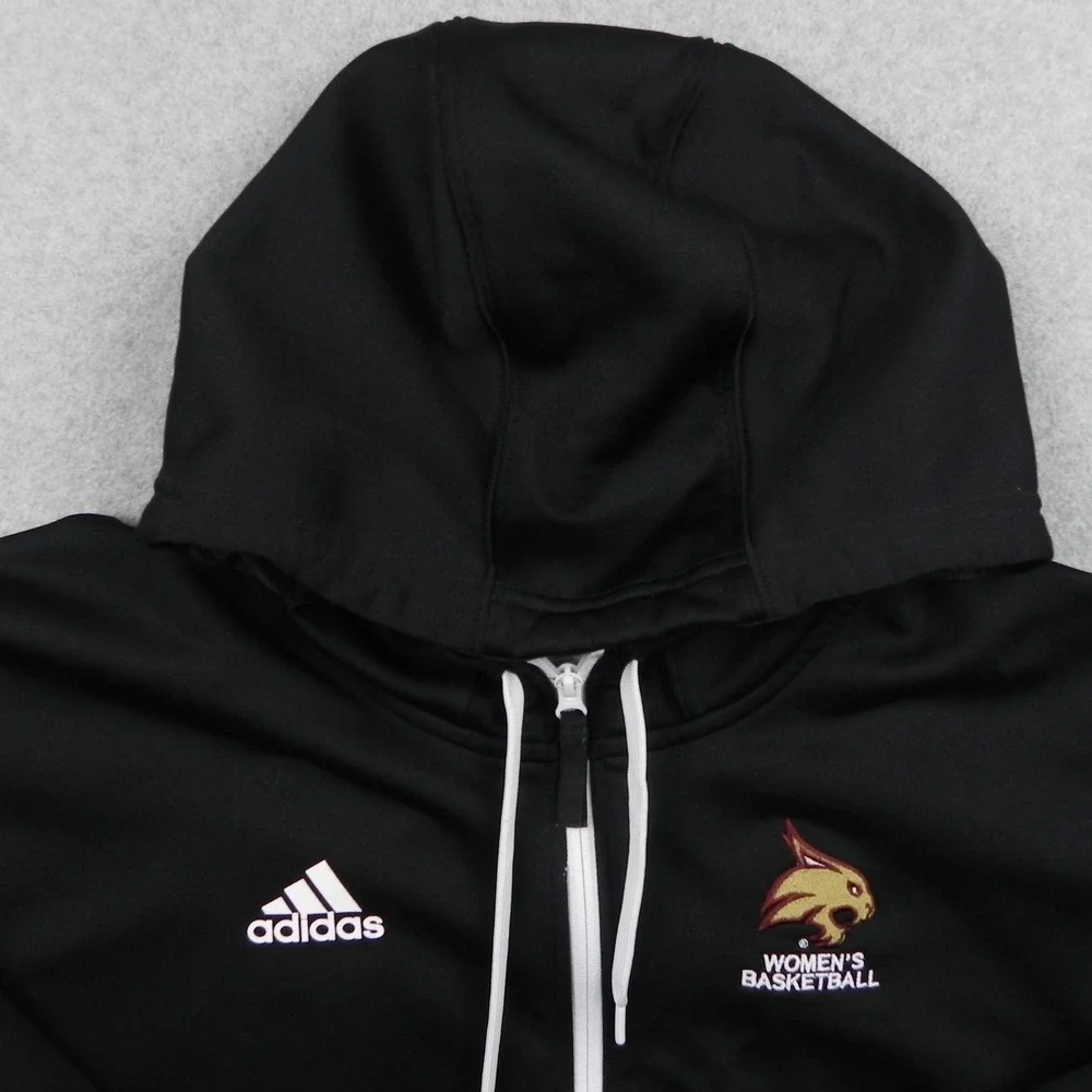 Adidas Hoodie Mens XLT Full Zip Black Womens Basketball Team Jacket Tall XL